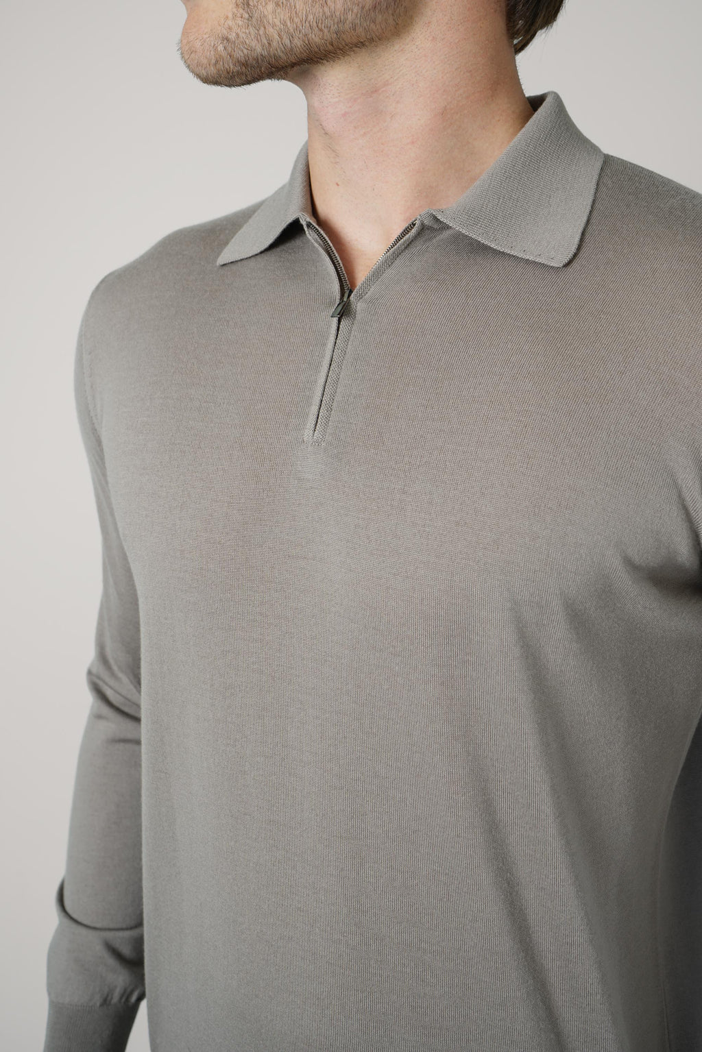 Filippo De Laurentiis Polo Zip ML RM16R – Fango