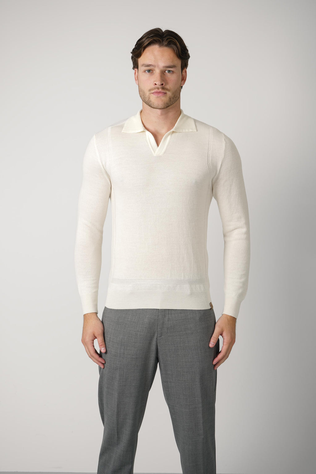 Jacob Cohën Long Sleeve Wool Piqué Polo – A02