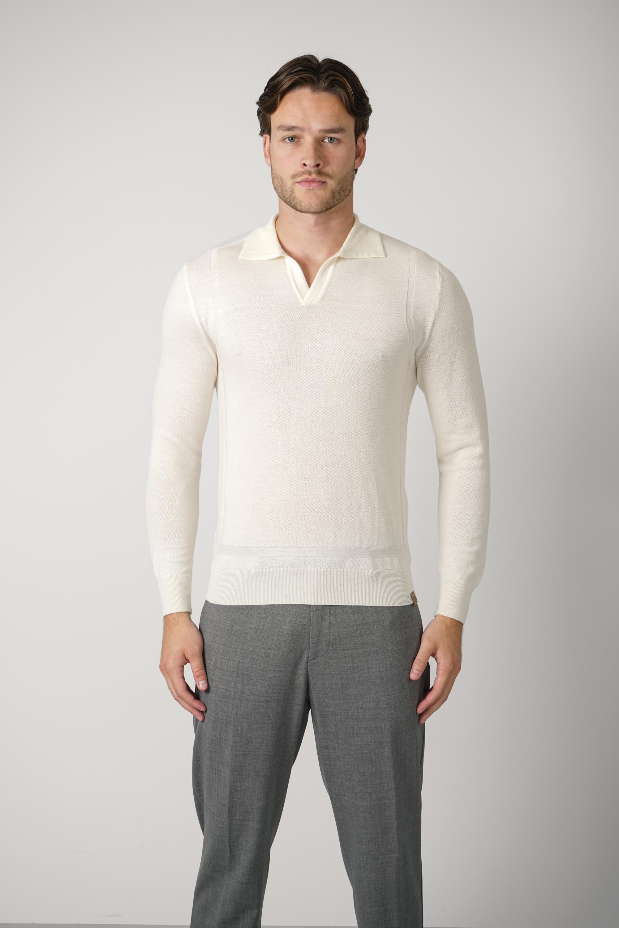 Jacob Cohën Long Sleeve Wool Piqué Polo – A02