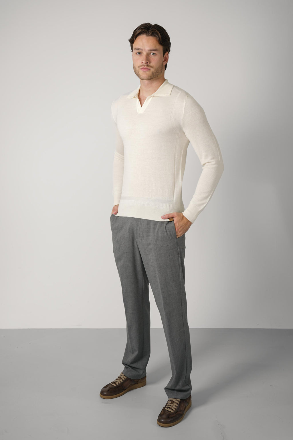 Jacob Cohën Long Sleeve Wool Piqué Polo – A02
