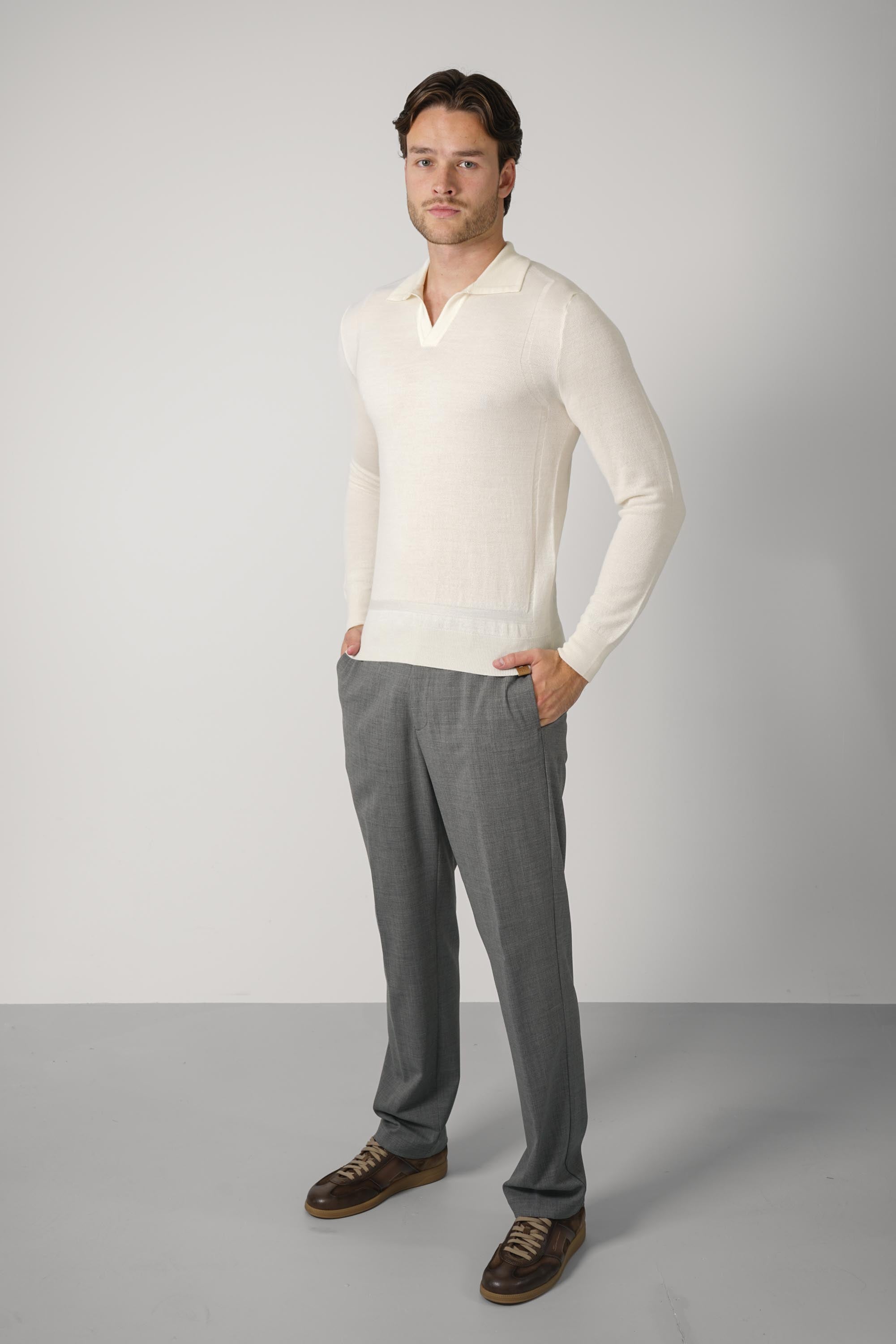 Jacob Cohën Long Sleeve Wool Piqué Polo – A02