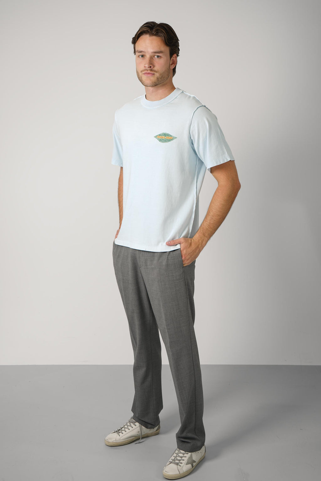 Bram's Fruit Distressed Leaf T-shirt Blueberry Blue