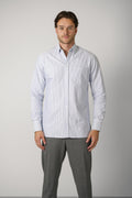 Golden Men's Shirt Regular Striped Cotton Oxford – White - Infinity