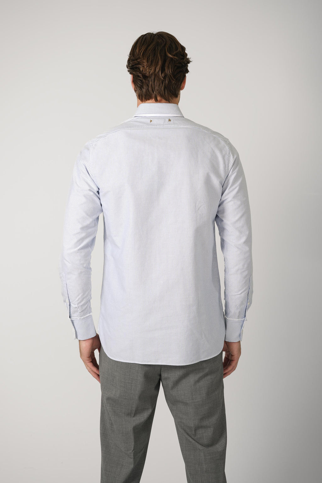 Golden Men's Shirt Regular Striped Cotton Oxford – White - Infinity