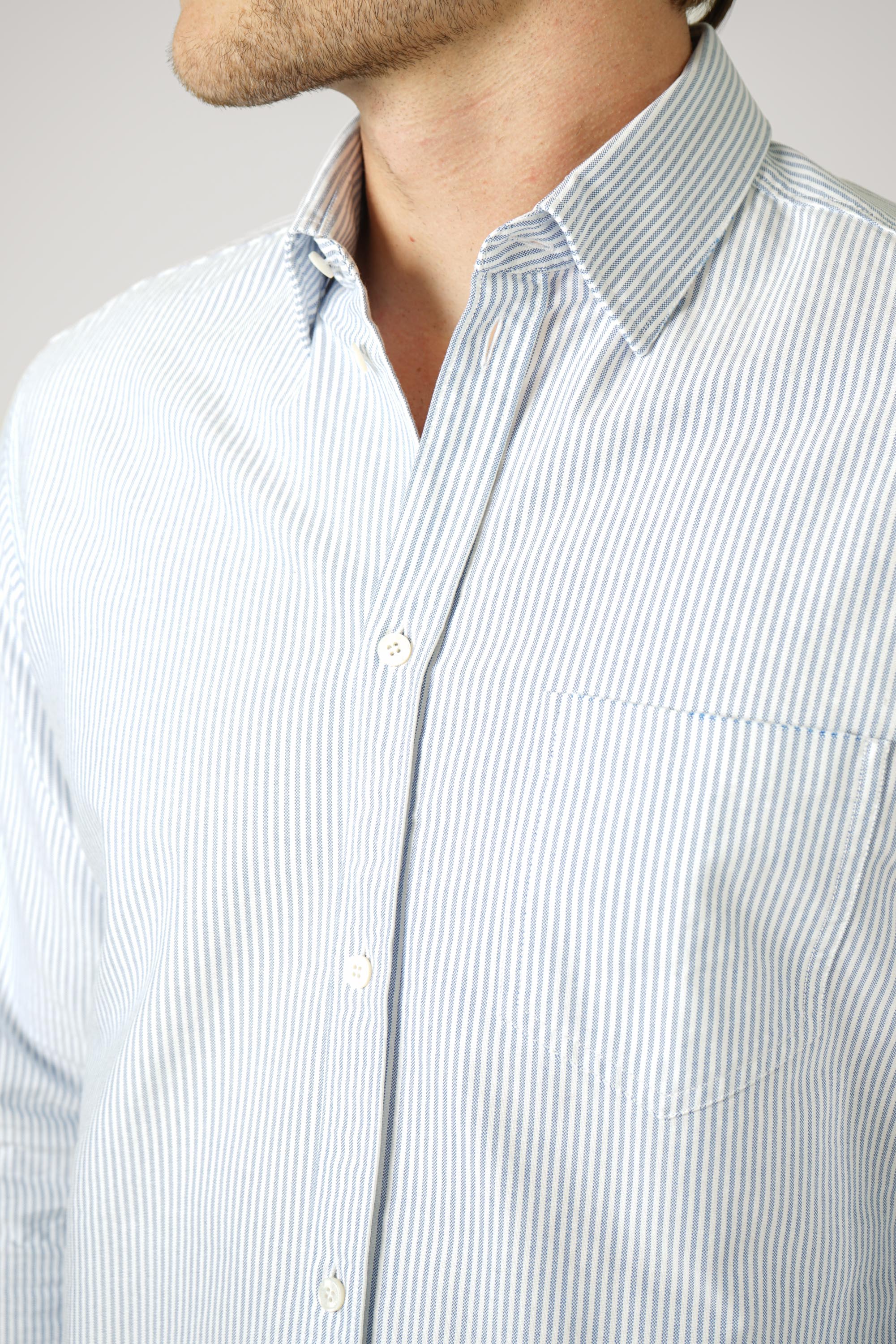 Golden Men's Shirt Regular Striped Cotton Oxford – White - Infinity