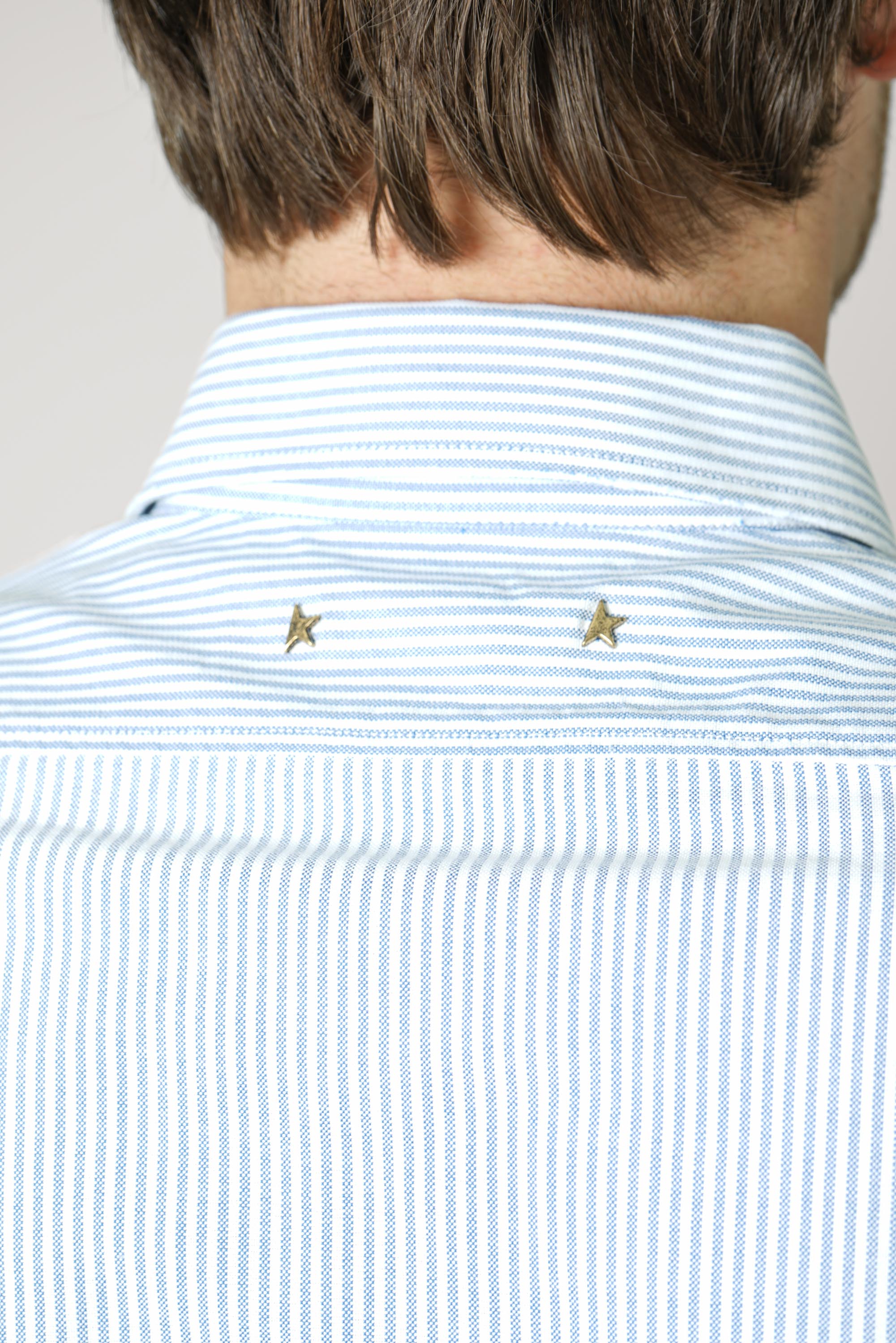 Golden Men's Shirt Regular Striped Cotton Oxford – White - Infinity