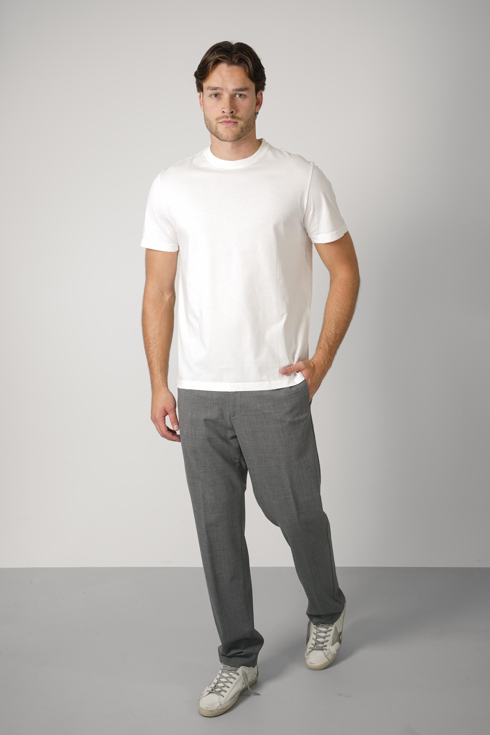 Golden Men's Regular T-shirt Distressed Cotton Jersey – Vintage White