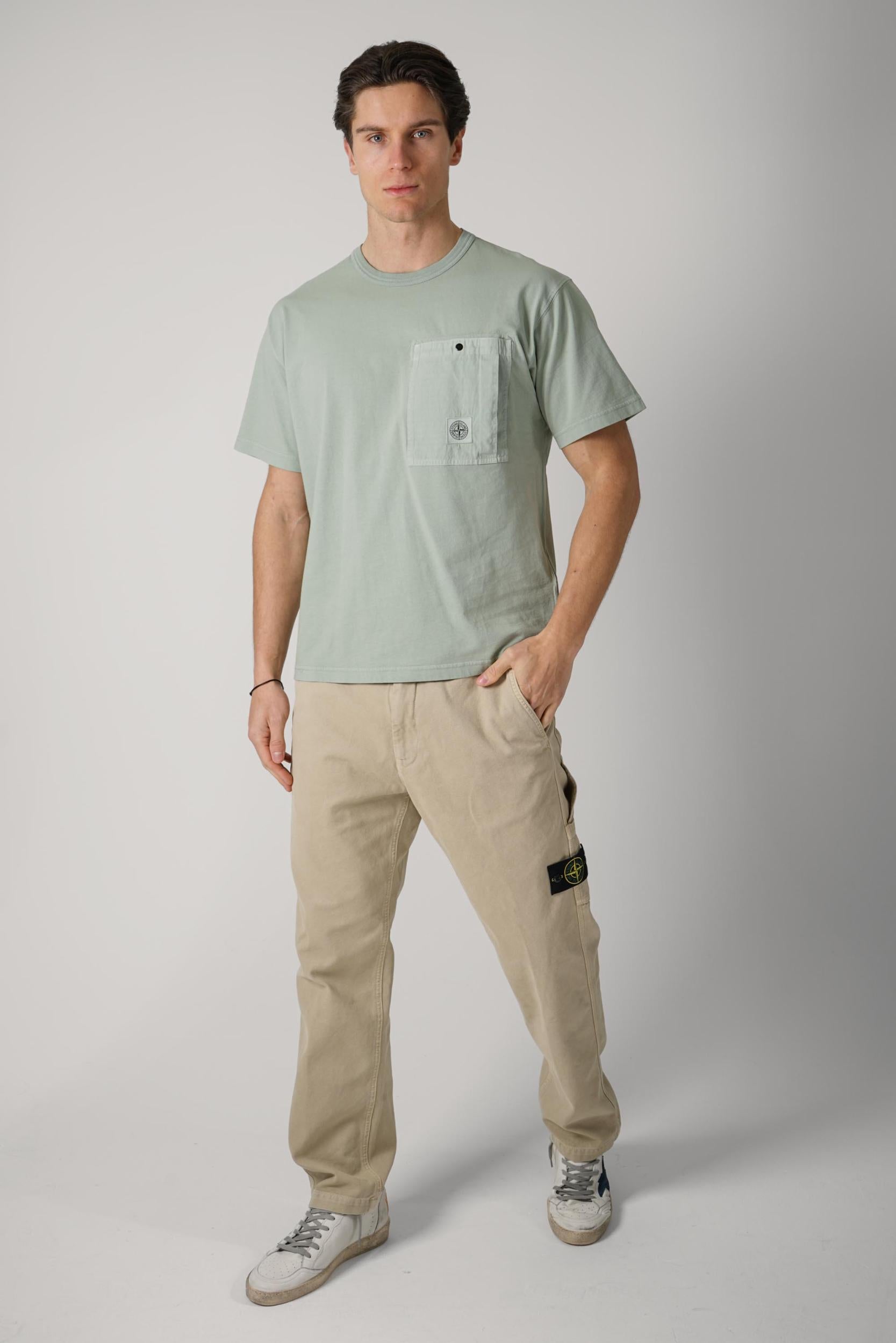 2100004 Stone Island Combed Cotton Tee Sage Green