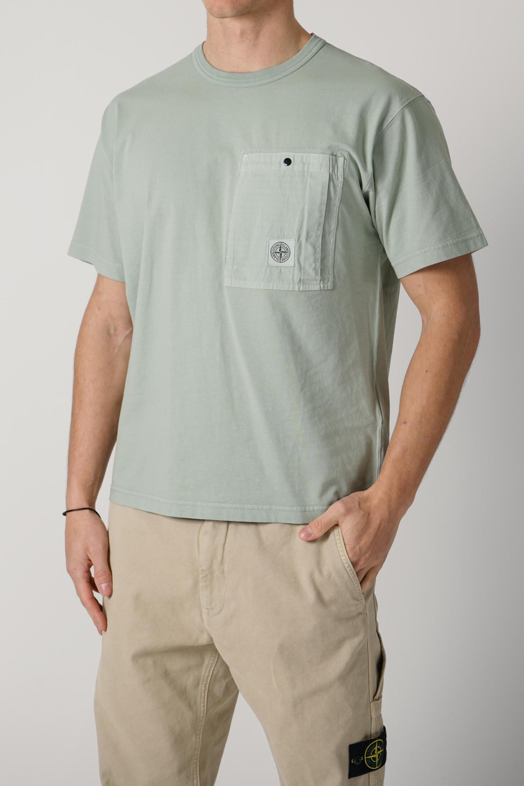 2100004 Stone Island Combed Cotton Tee Sage Green