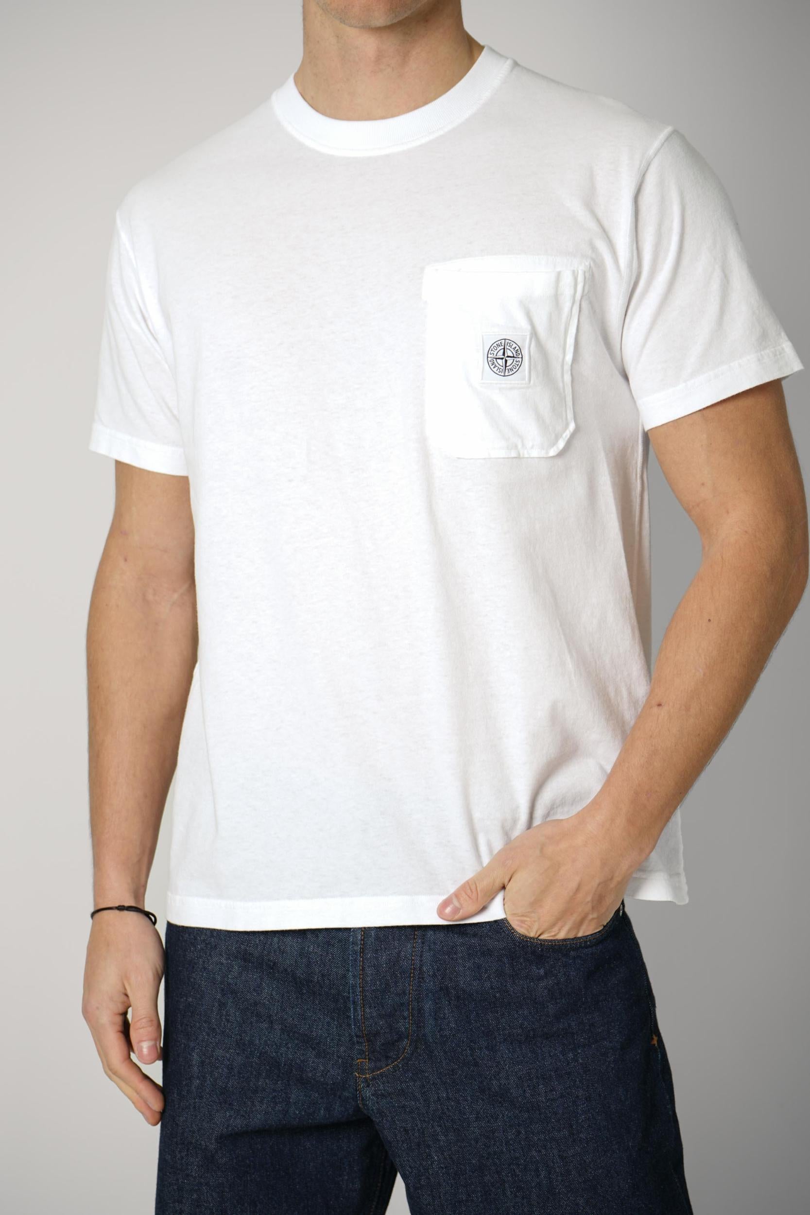 2100032 Stone Island 'Fissato' Effect Tee White