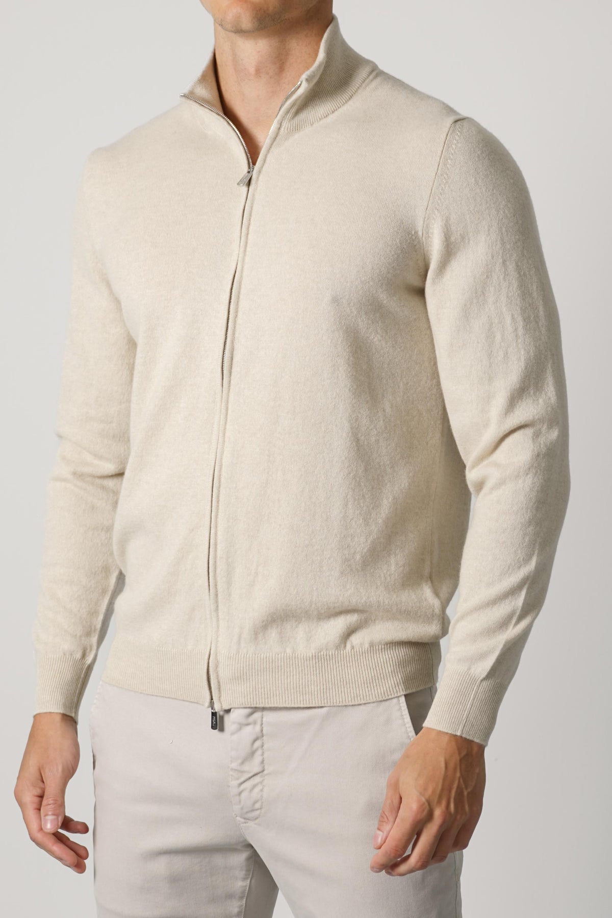 Fedeli Favonio Open Slim Cashmere Cardigan – Platino