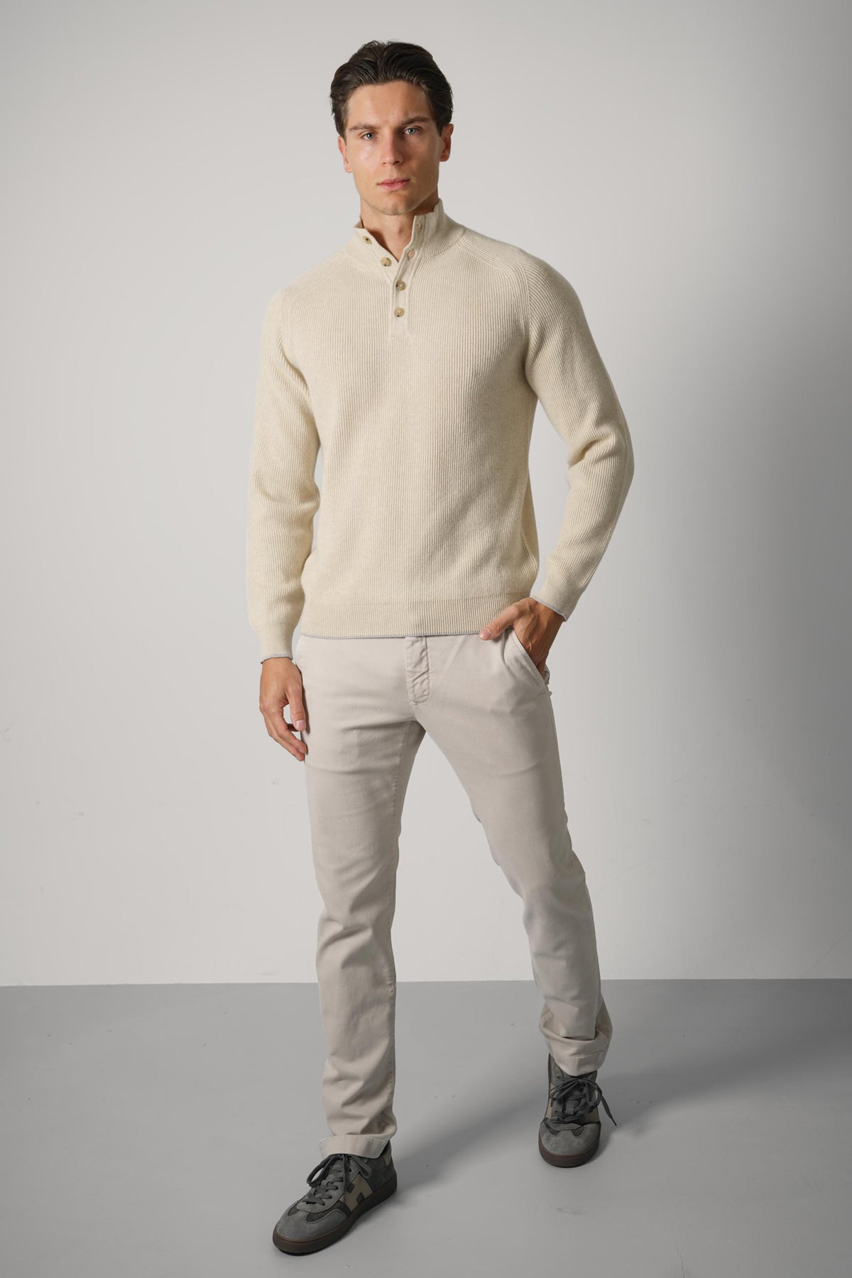 Fedeli Kyoto Cashmere Polo – Platino/Grigio