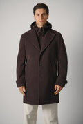 Paul & Shark 150's Wool Coat with Suede Inserts – 306 Brown