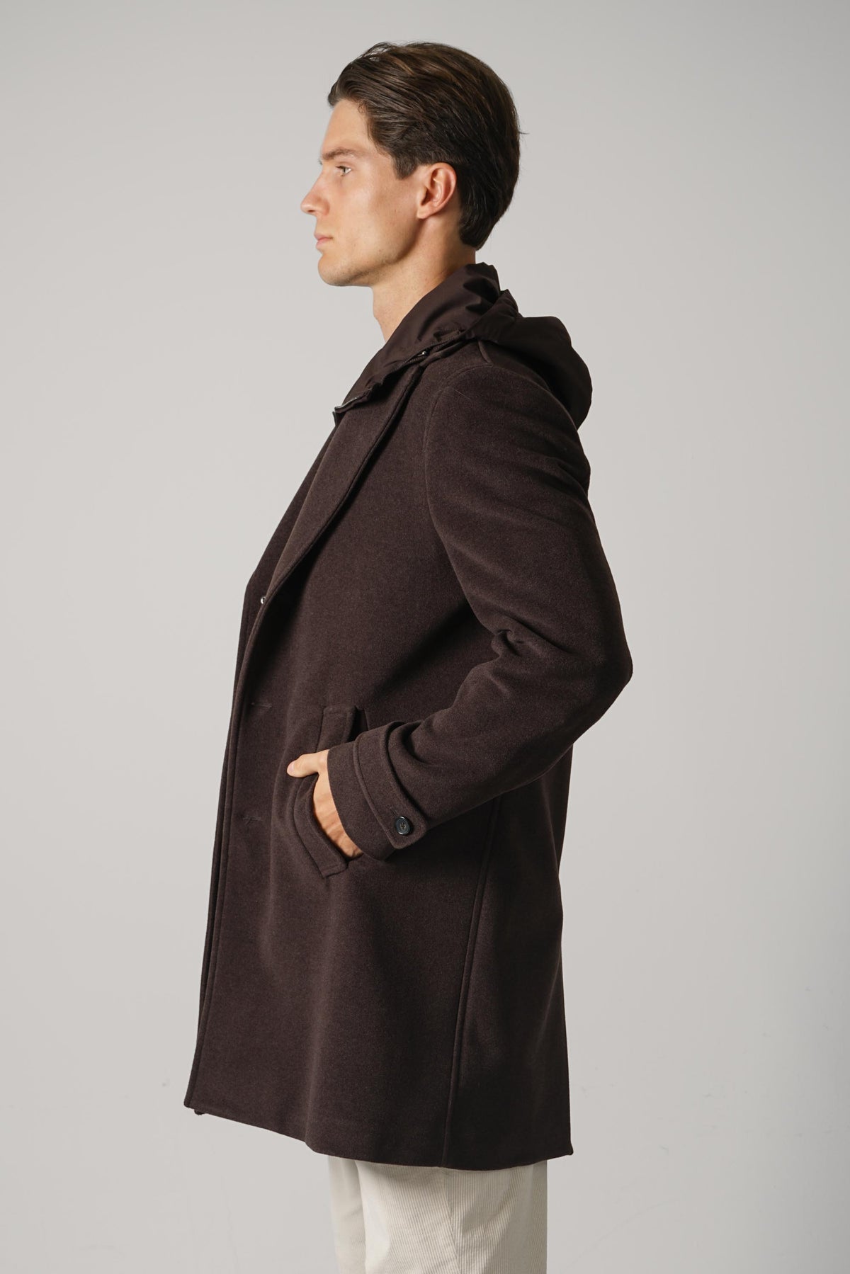 Paul & Shark 150's Wool Coat with Suede Inserts – 306 Brown