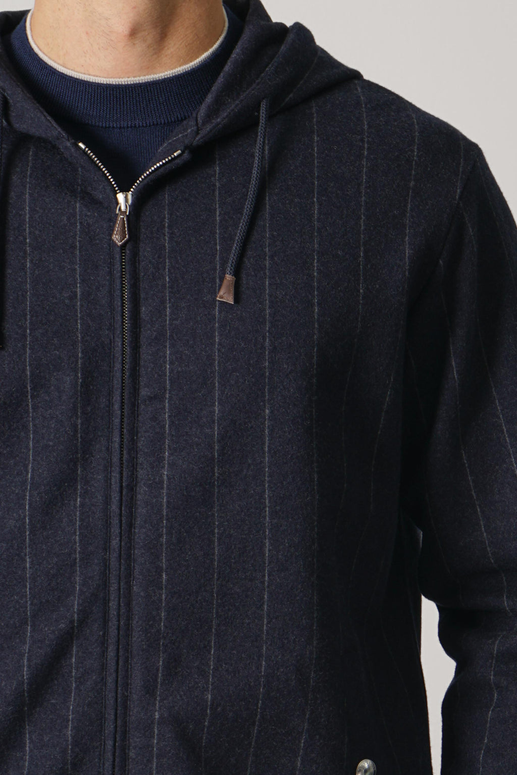 Eleventy Hoodie Full Zip Sweater Loro Piana TES0N114 – Blu