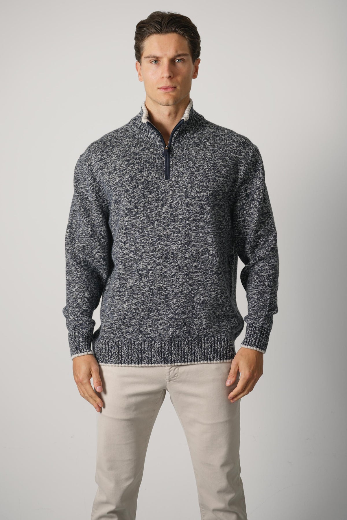 Paul & Shark Cashmere Wool Blend Half Zip Sweater – Navy