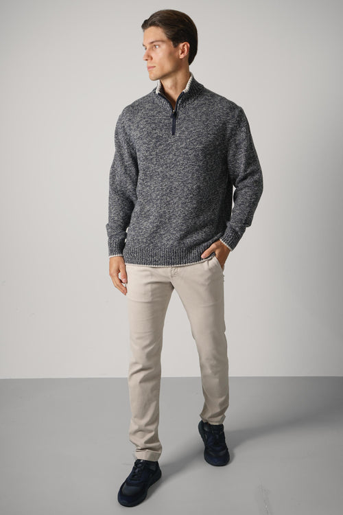 Paul & Shark Cashmere Wool Blend Half Zip Sweater – Navy