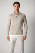 Stefan Brandt Lim 3B Longsleeve Polo – Stone