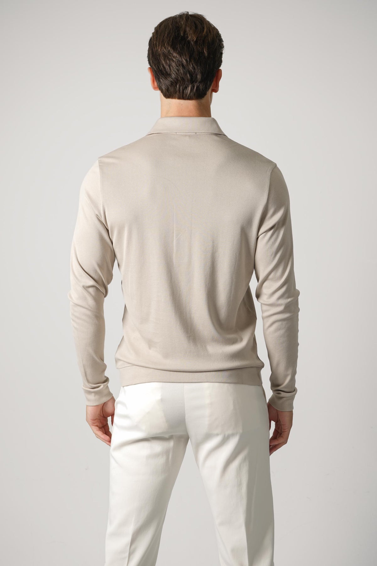 Stefan Brandt Lim 3B Longsleeve Polo – Stone