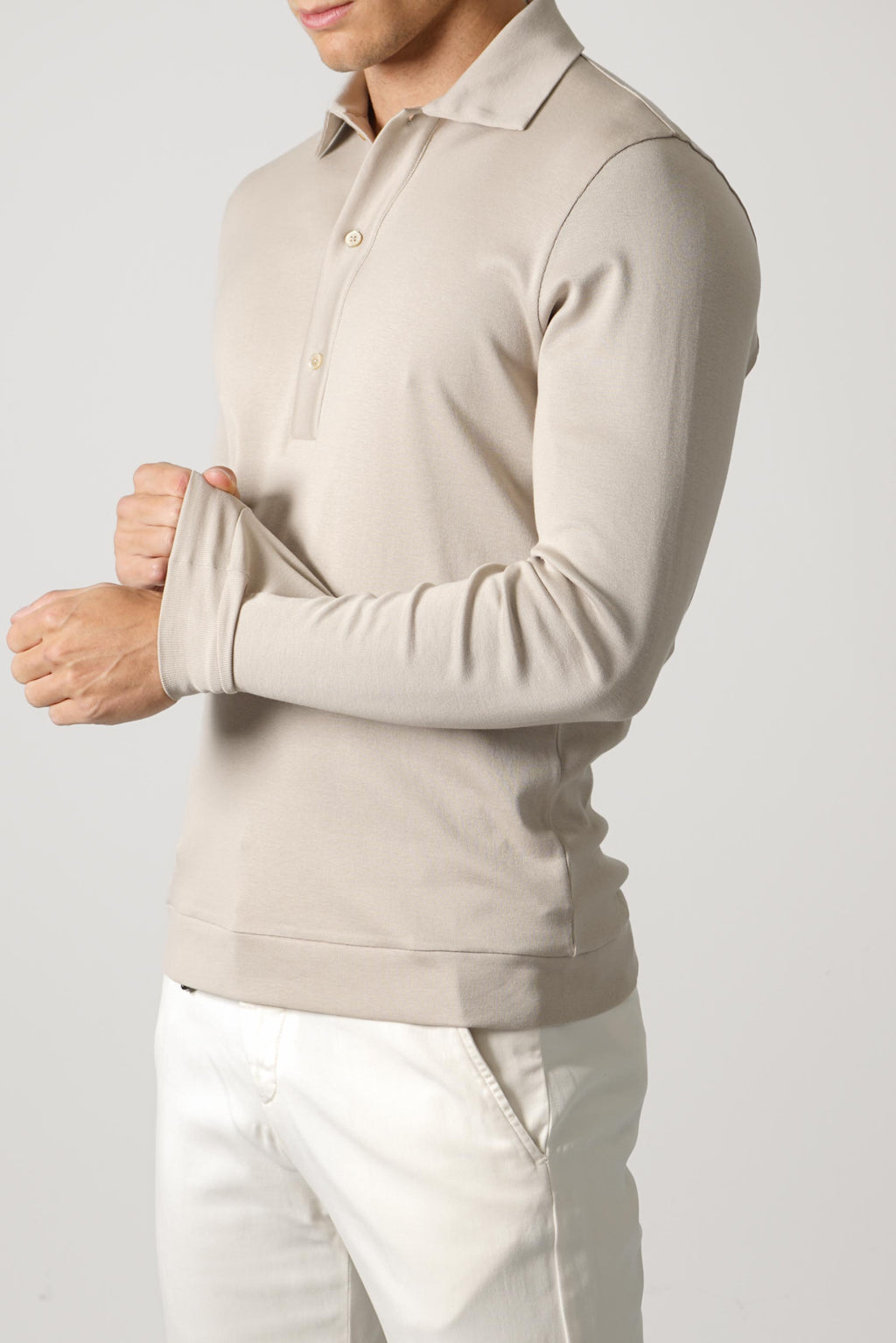 Stefan Brandt Lim 3B Longsleeve Polo – Stone