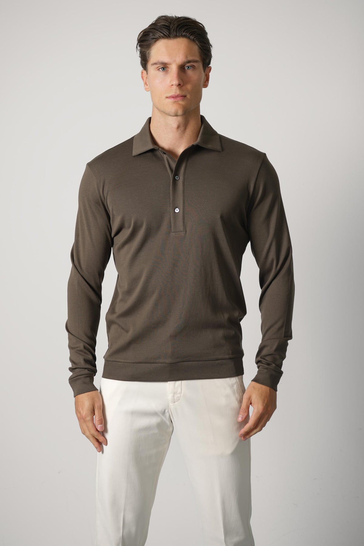 Stefan Brandt Lim 3B Longsleeve Polo – Mud