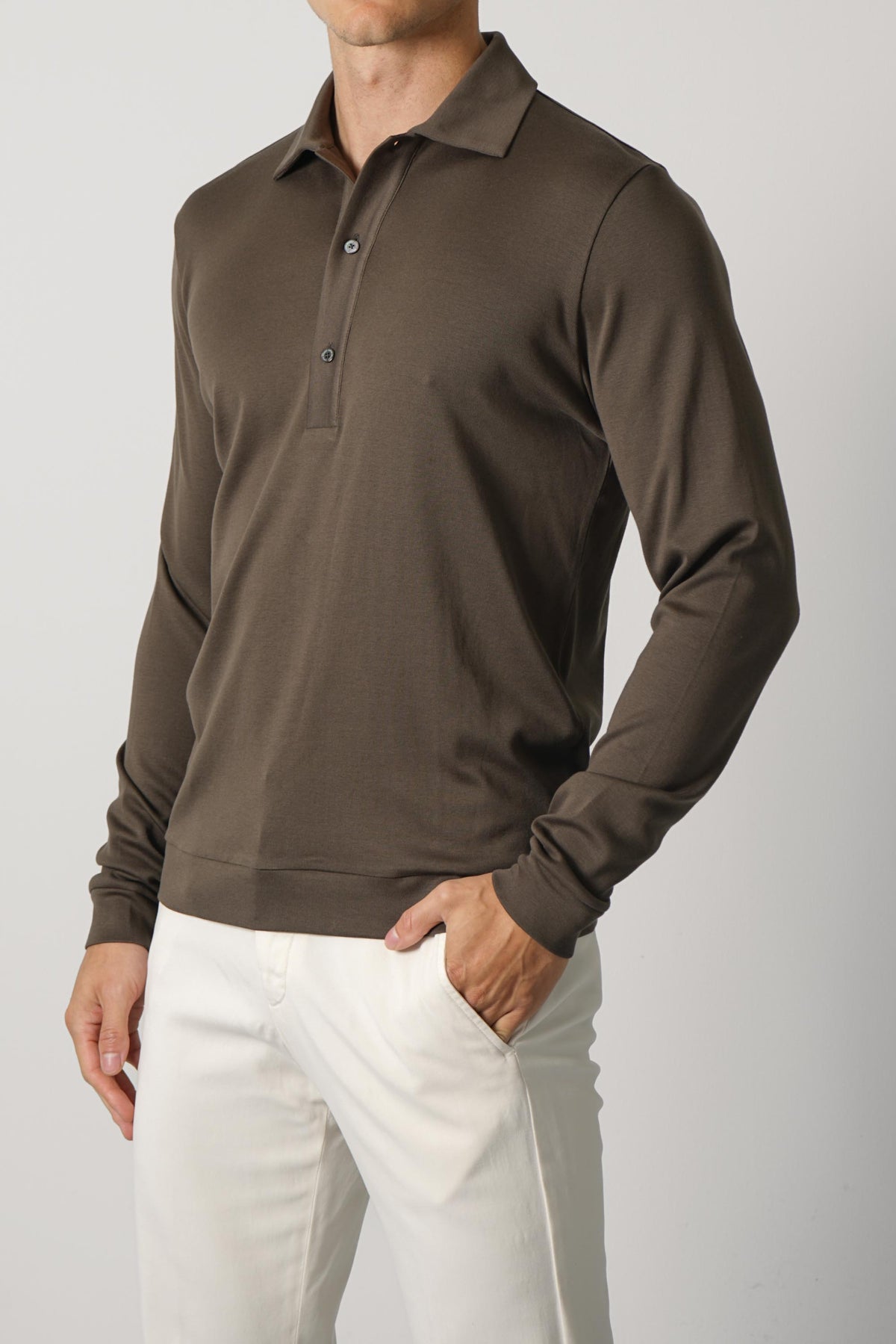 Stefan Brandt Lim 3B Longsleeve Polo – Mud