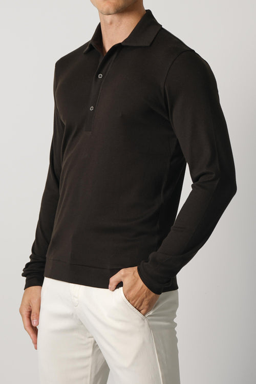 Stefan Brandt Lim 3B Longsleeve Polo – Chocolate