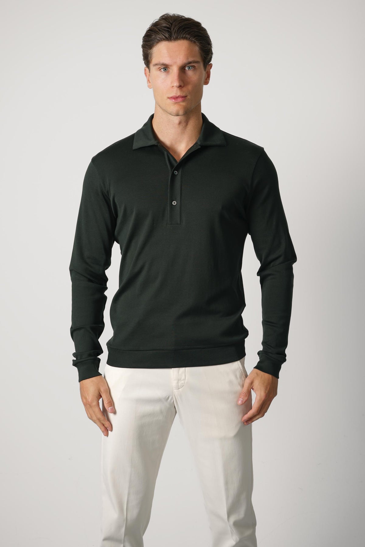 Stefan Brandt Lim 3B Longsleeve Polo – Forest