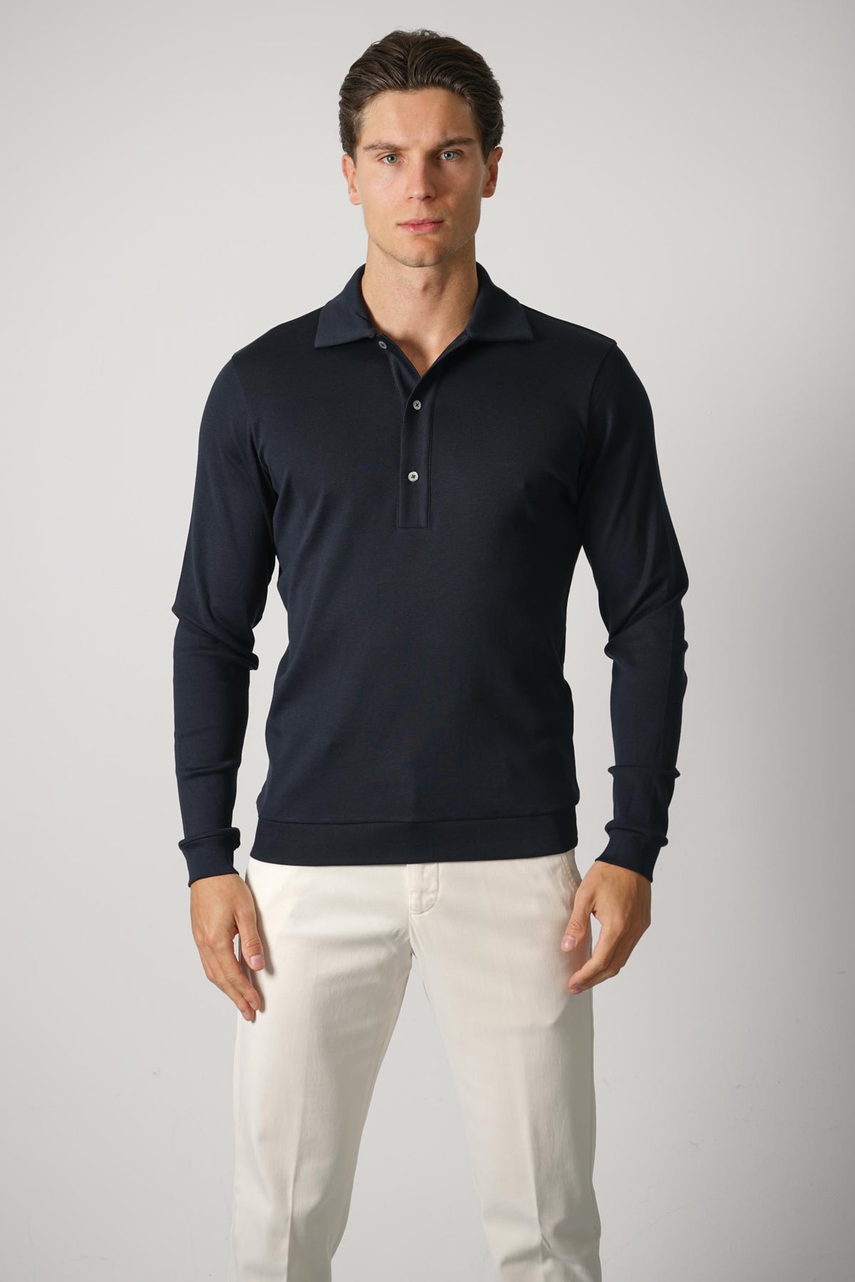 Stefan Brandt Lim 3B Longsleeve Polo – Navy