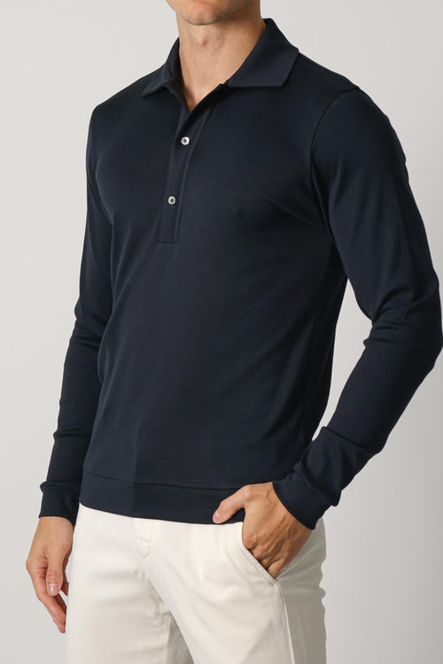 Stefan Brandt Lim 3B Longsleeve Polo – Navy