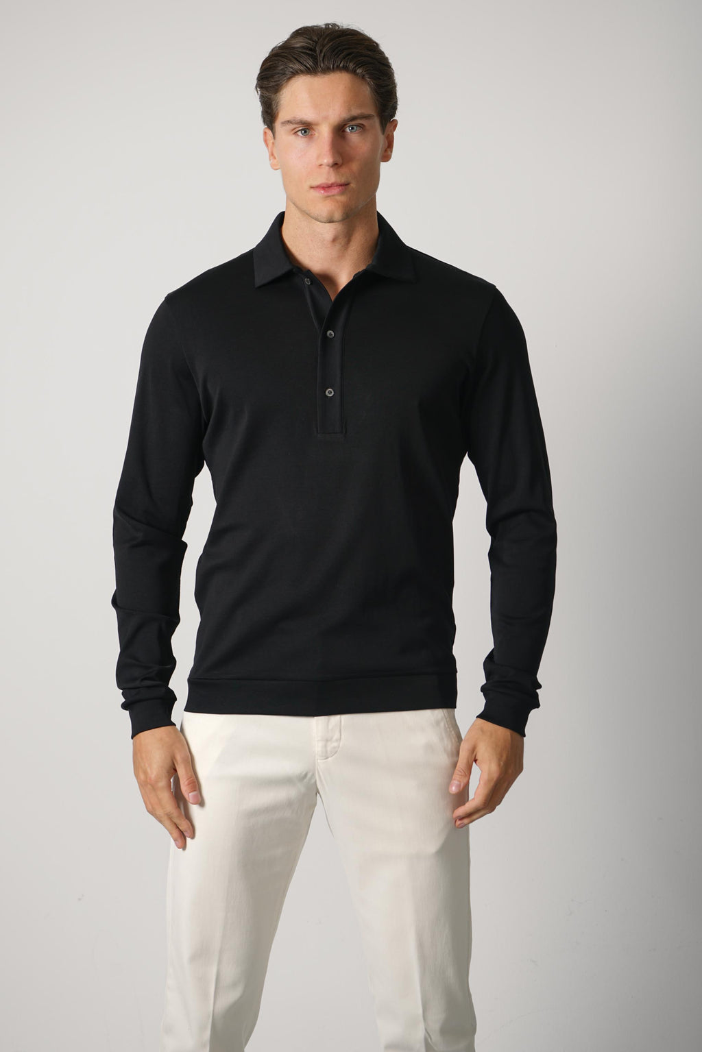 Stefan Brandt Lim 3B Longsleeve Polo – Black