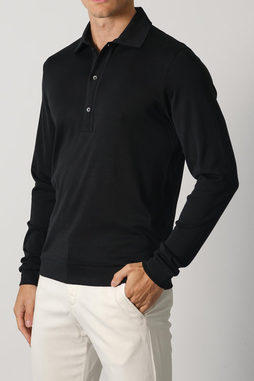 Stefan Brandt Lim 3B Longsleeve Polo – Black