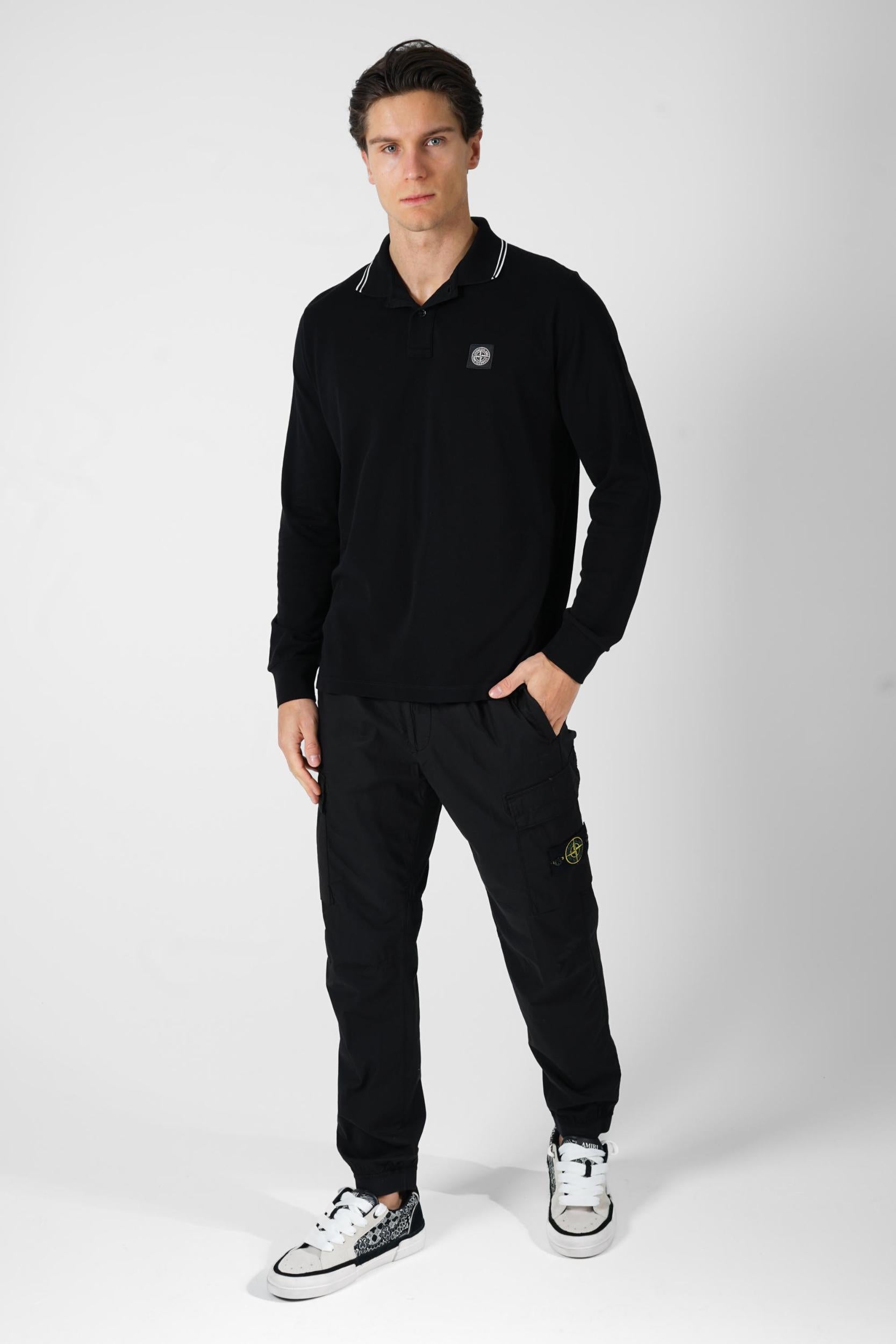 2200012 Stone Island Longsleeve Polo Black