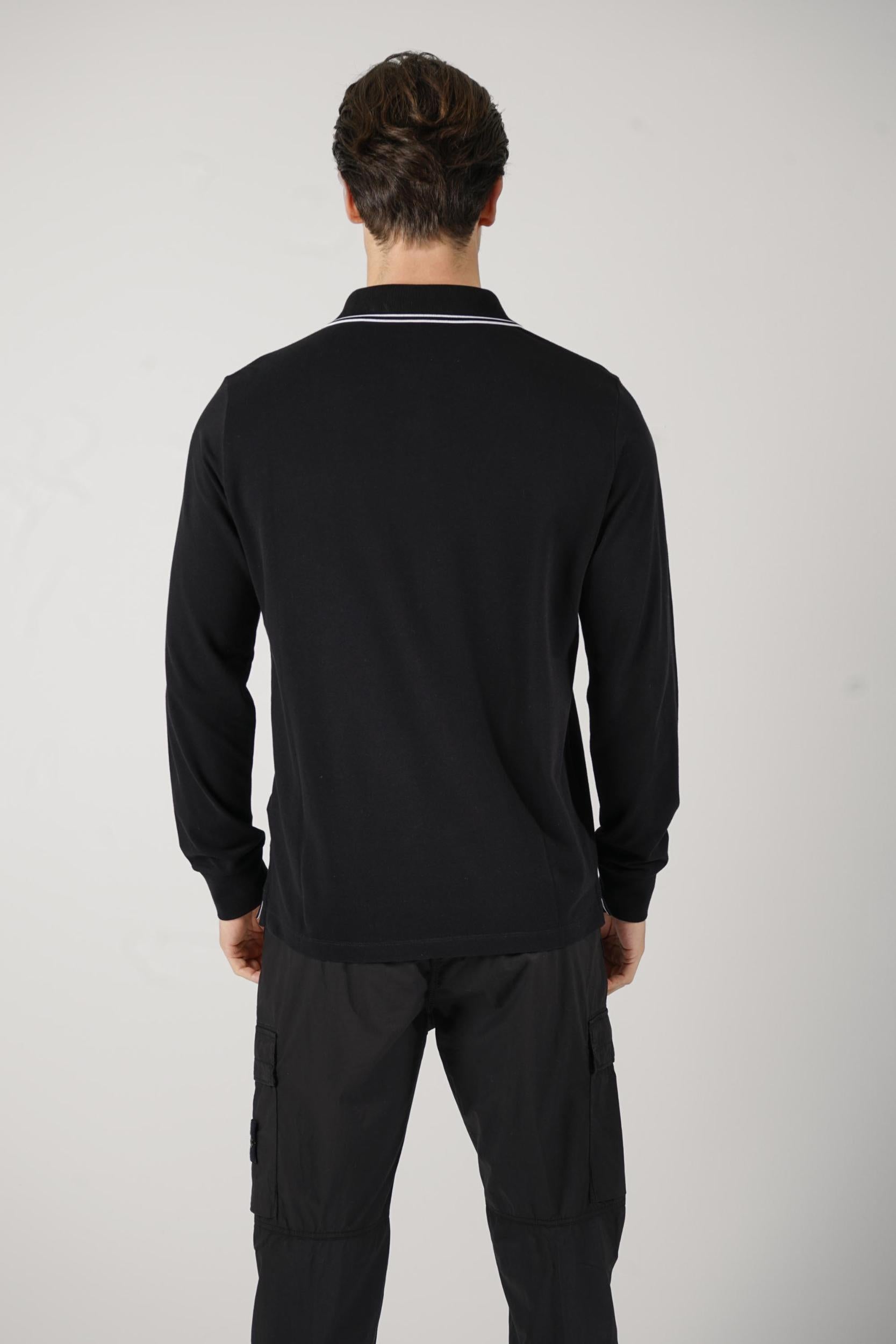 2200012 Stone Island Longsleeve Polo Black