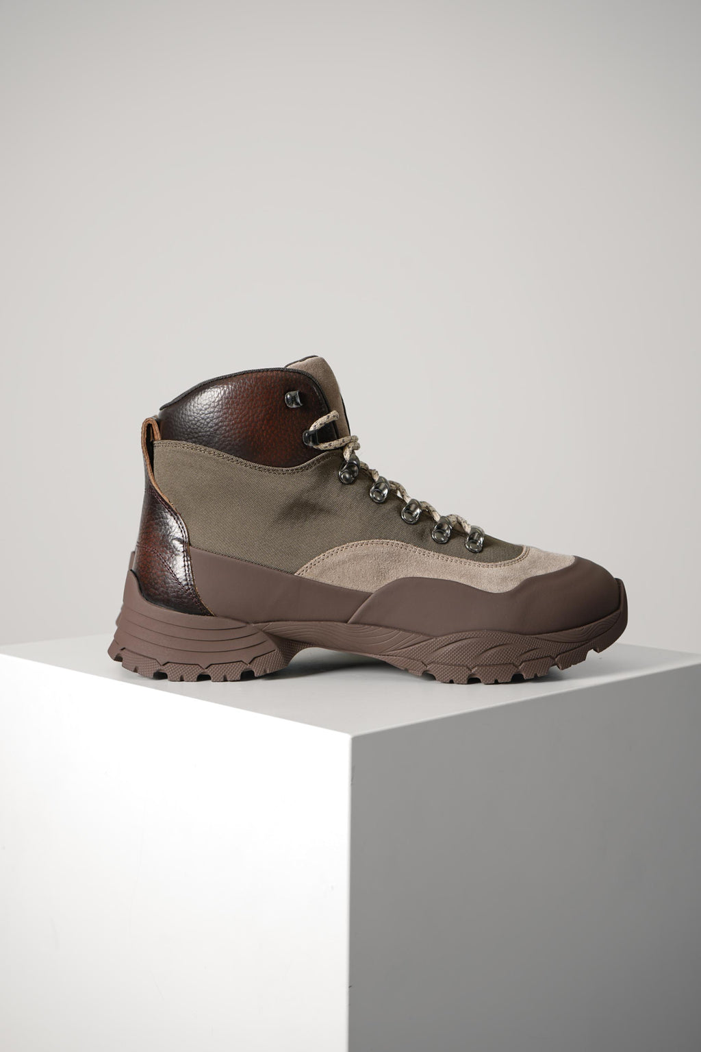 Brunello Cucinelli Rubber-effect calfskin and suede boots