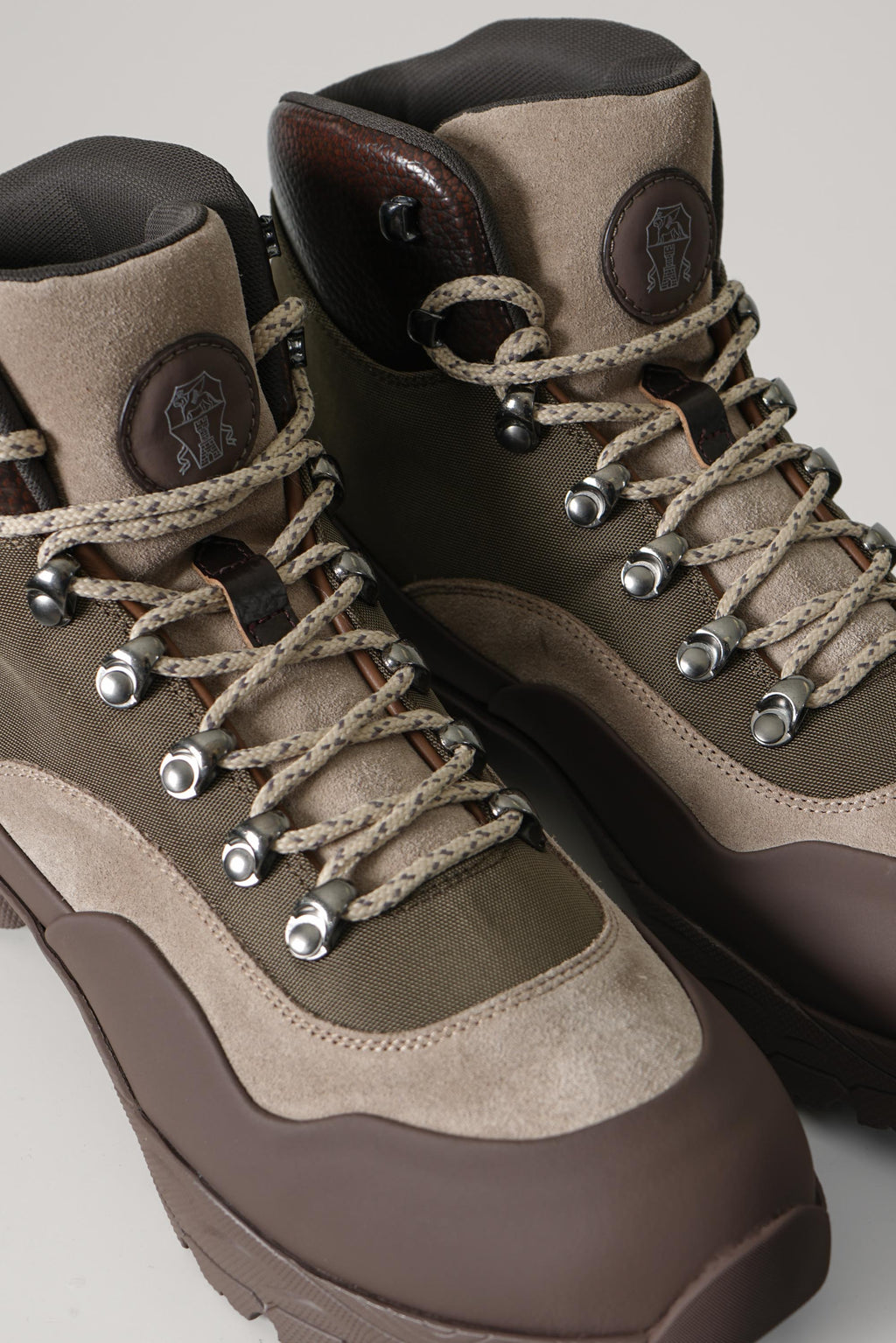 Brunello Cucinelli Rubber-effect calfskin and suede boots