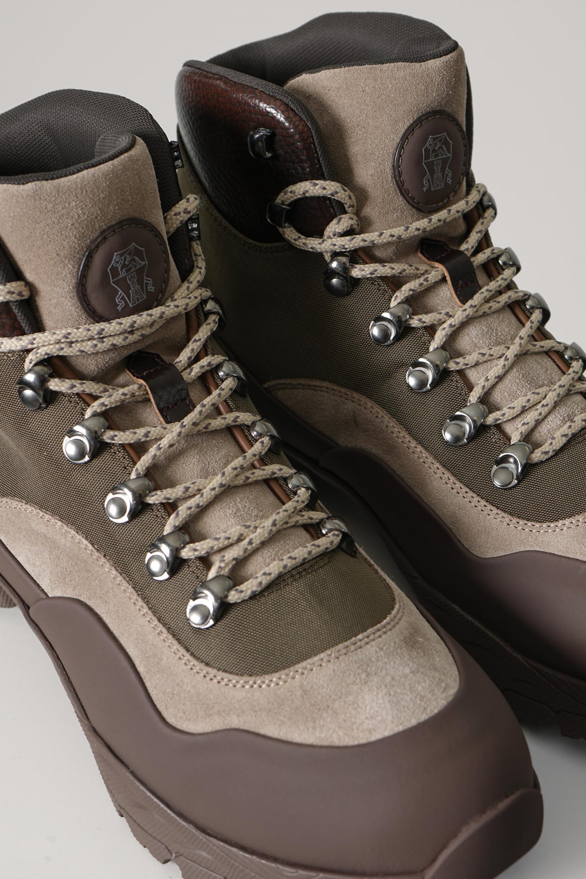 Brunello Cucinelli Rubber-effect calfskin and suede boots
