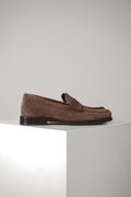 Brunello Cucinelli Suede and Calfskin Penny Loafers Mud