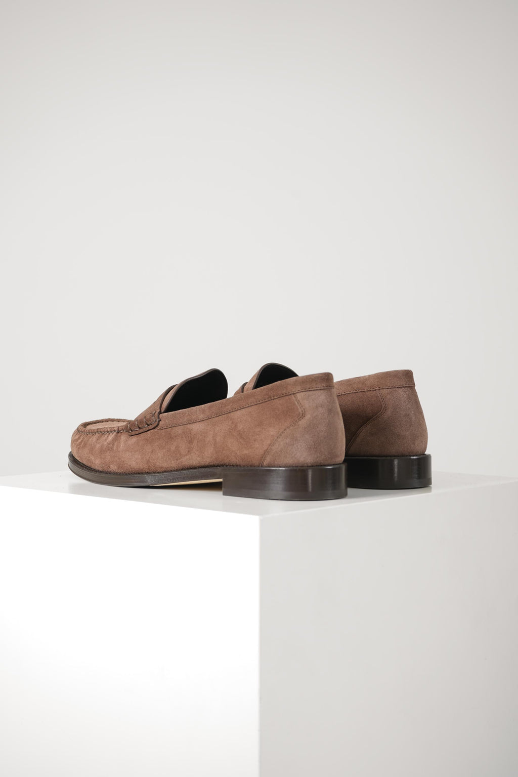 Brunello Cucinelli Suede and Calfskin Penny Loafers Mud