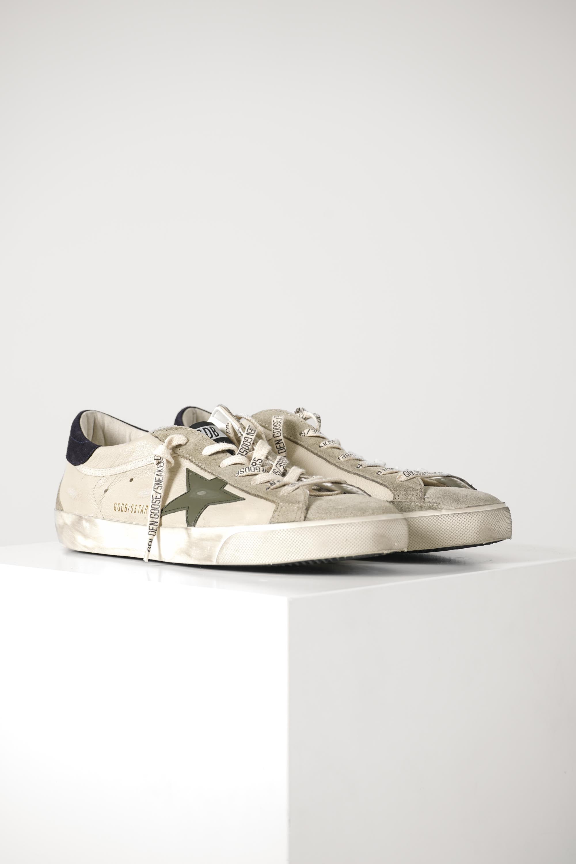 Super Star Nappa Upper Suede Toe Heel – Cream/Grey/Olive