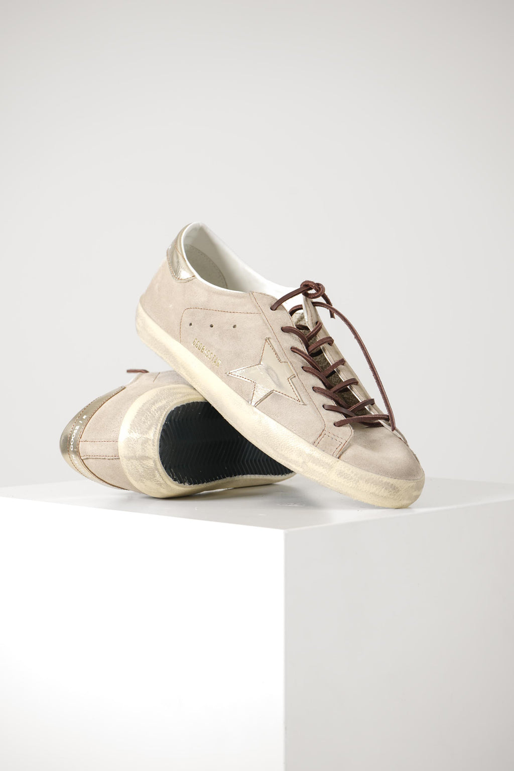 Super Star Suede Upper Toe And Tongue Laminated Star And Heel – Beige/Platinum