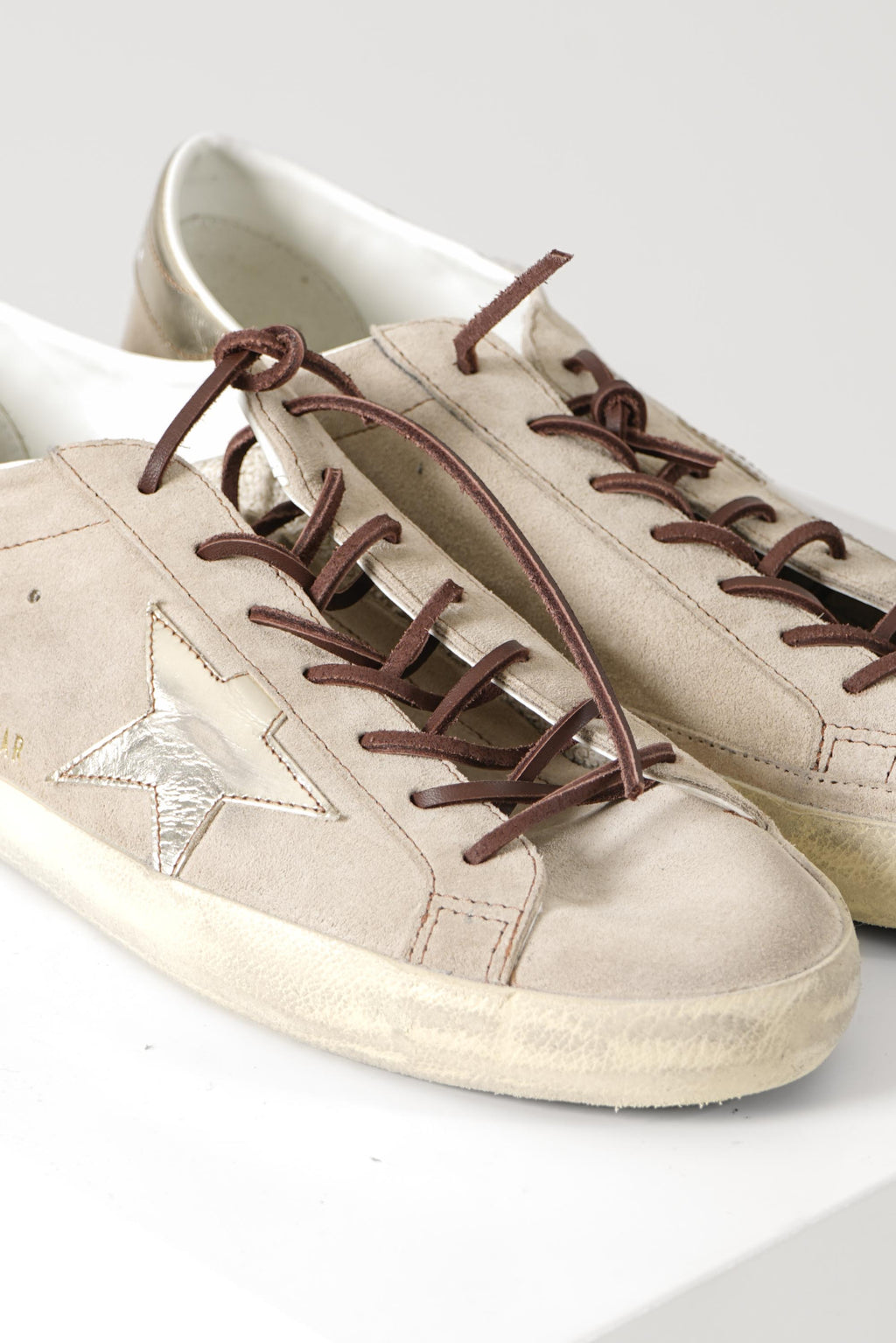 Super Star Suede Upper Toe And Tongue Laminated Star And Heel – Beige/Platinum