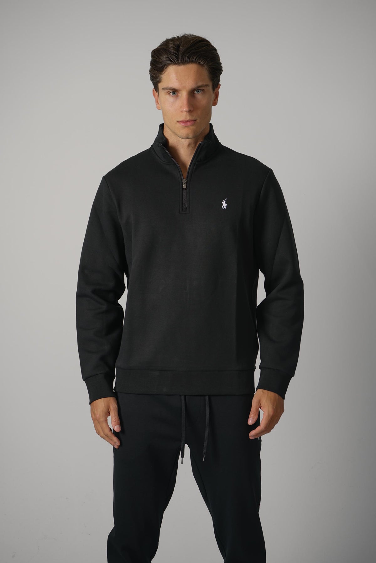 Ralph Lauren Double-Knit Quarter-Zip Pullover – Polo Black