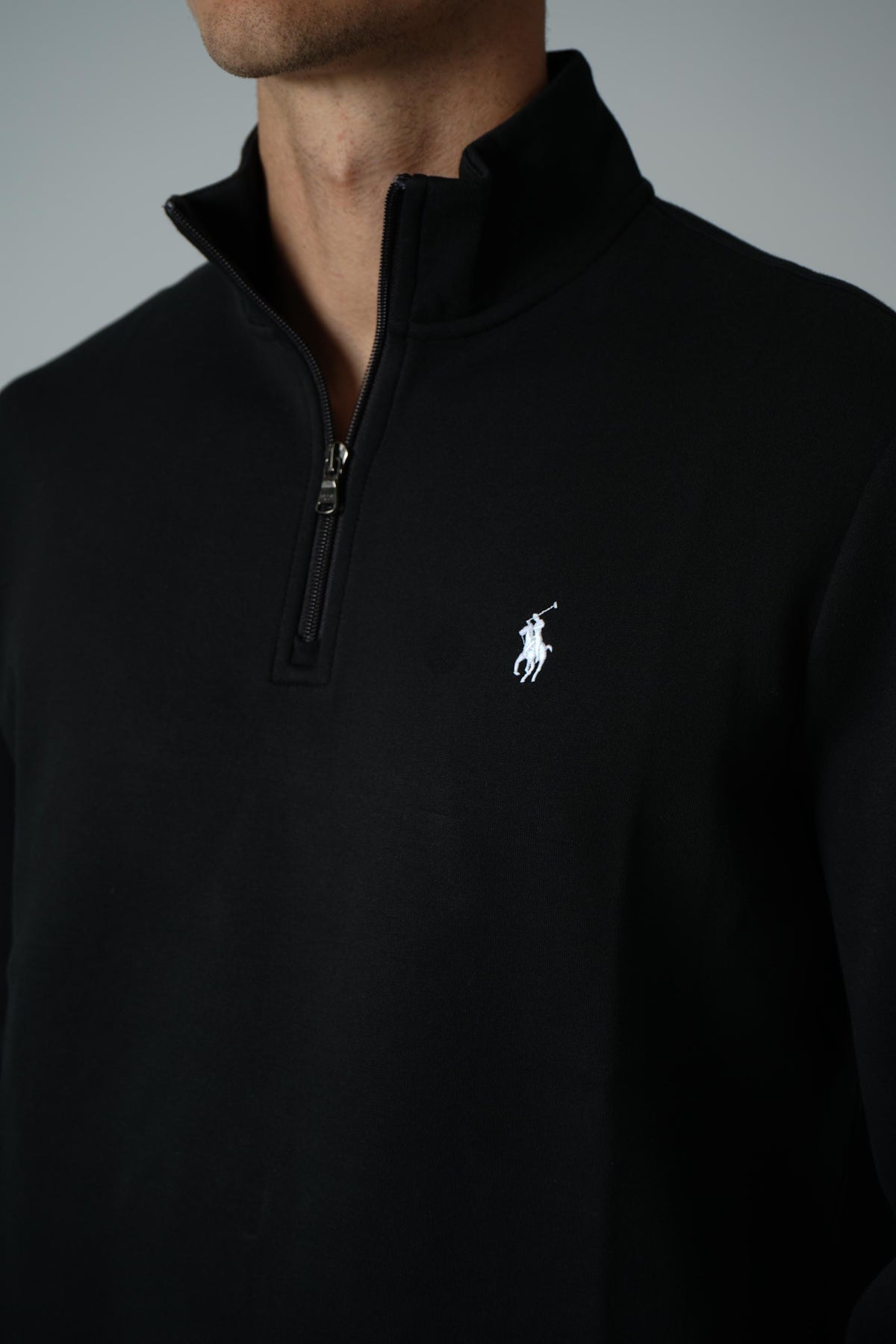 Ralph Lauren Double-Knit Quarter-Zip Pullover – Polo Black