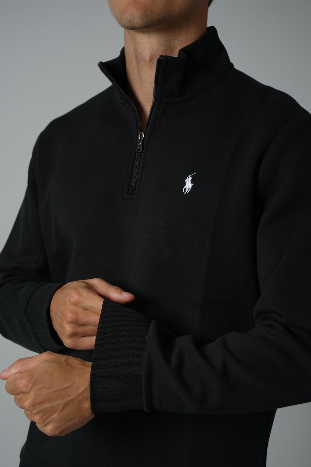 Ralph Lauren Double-Knit Quarter-Zip Pullover – Polo Black