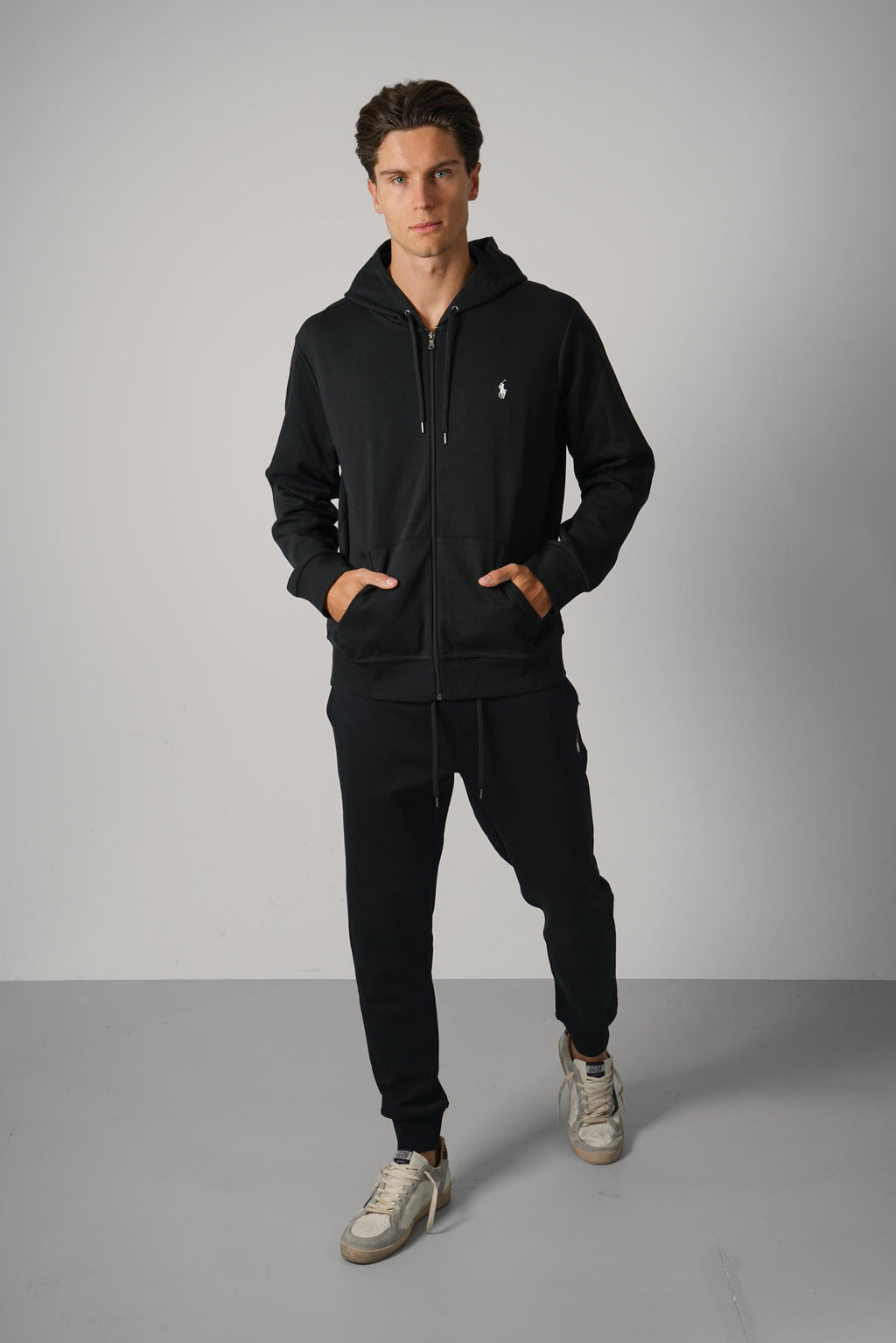 Ralph Lauren Double-Knit Full-Zip Hoodie – Polo Black
