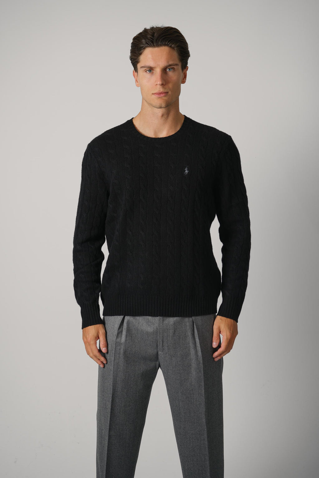 Ralph Lauren Cable-Knit Wool-Cashmere Sweater – Polo Black