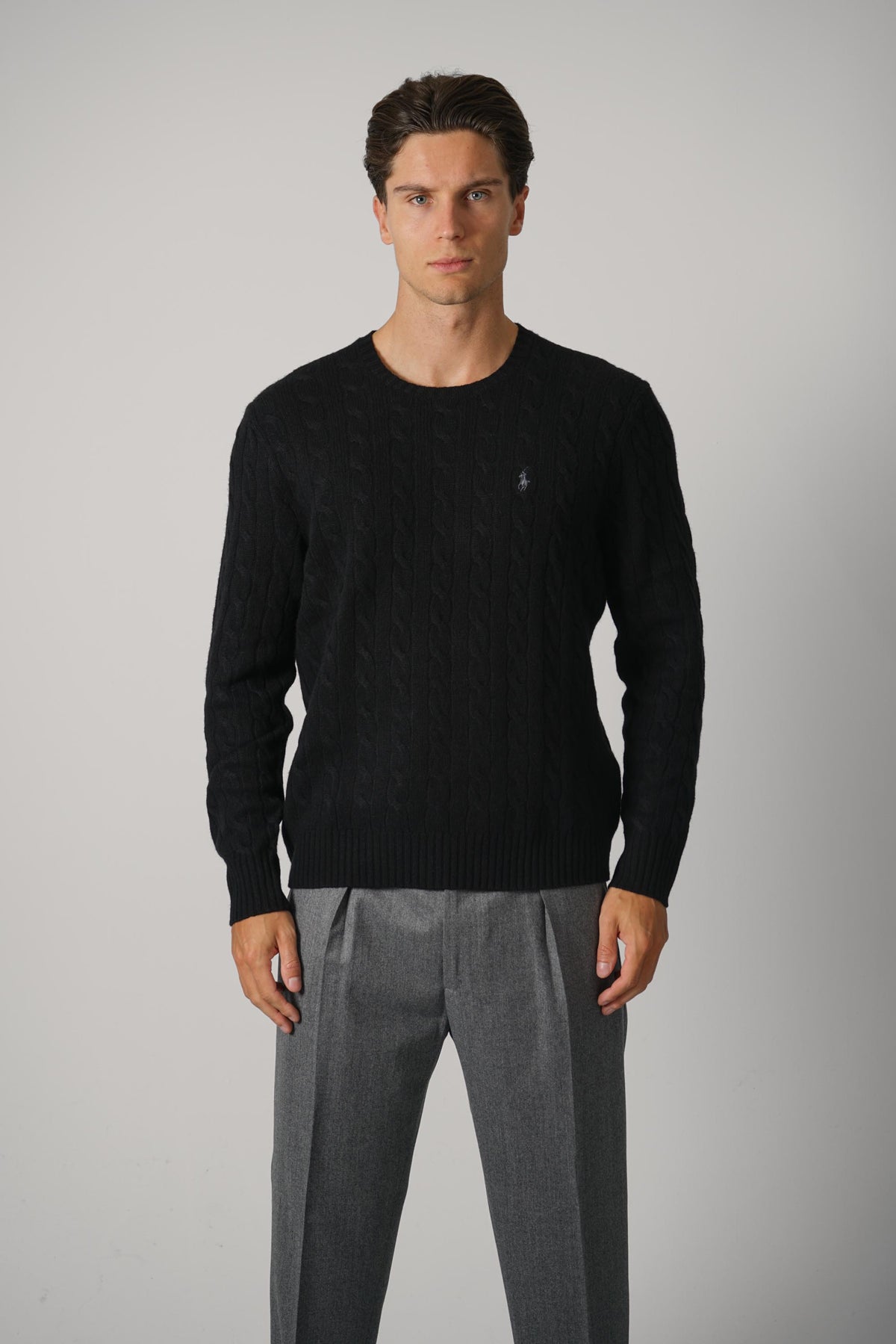 Ralph Lauren Cable-Knit Wool-Cashmere Sweater – Polo Black