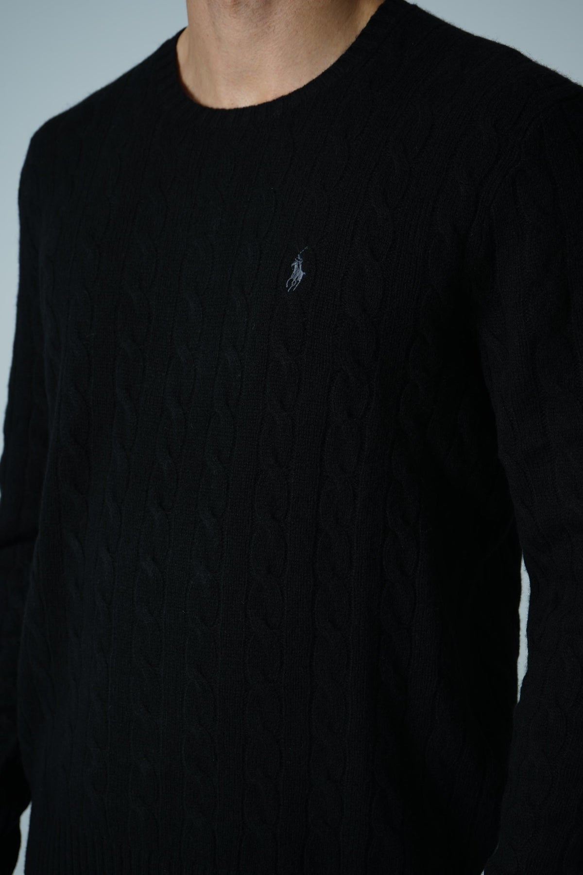 Ralph Lauren Cable-Knit Wool-Cashmere Sweater – Polo Black