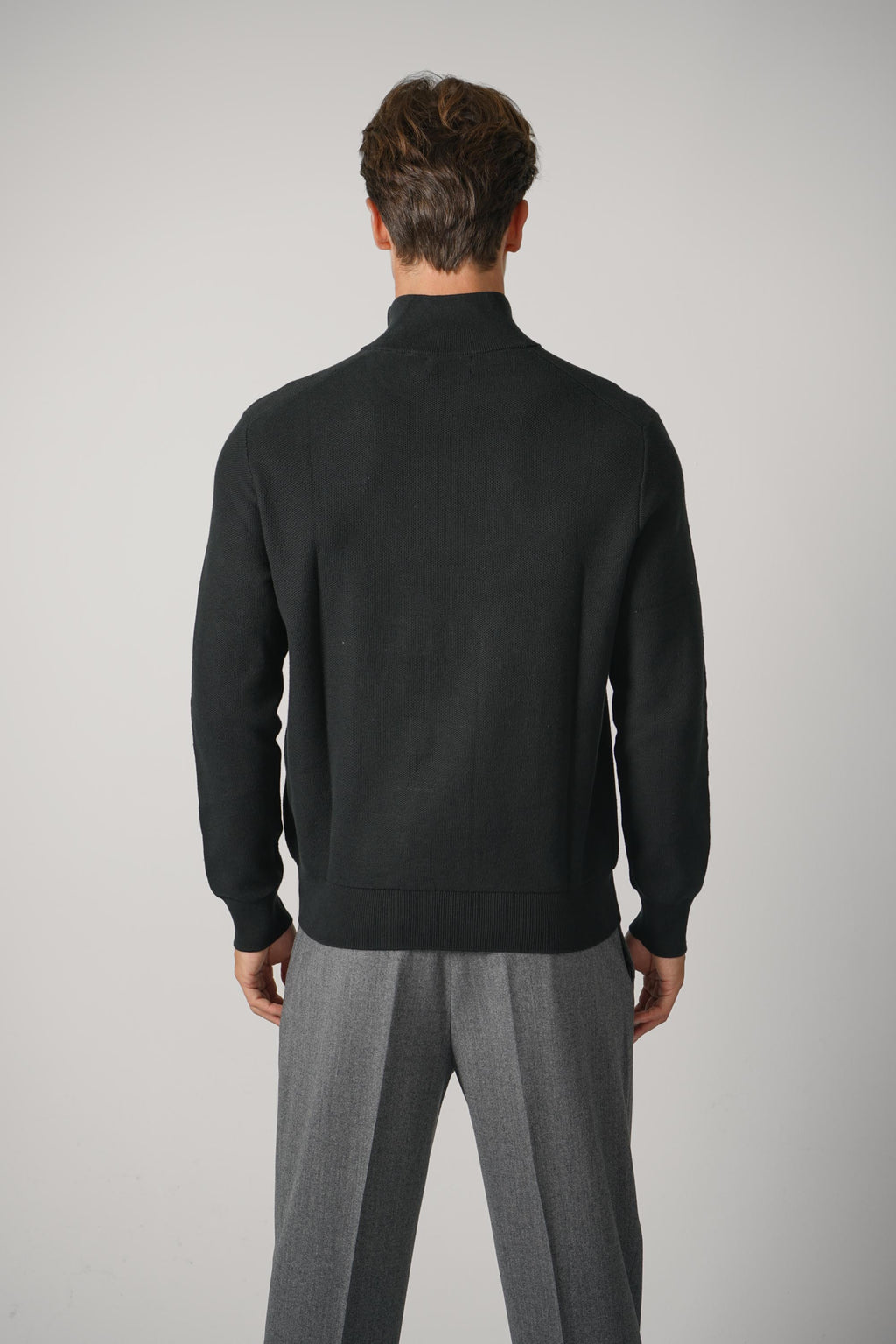 Ralph Lauren Mesh-Knit Cotton Quarter-Zip Sweater – Polo Black
